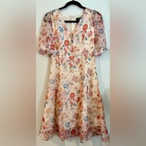 Angelic Chic Collection Floral V-Neck Pearl Dress, Size 34